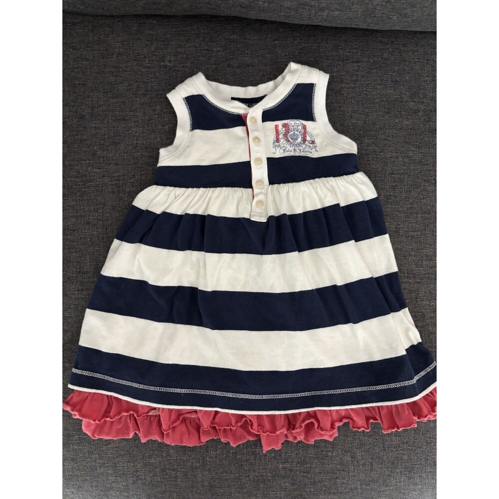 Ralph Lauren Polo Dress 18 Mos Patriotic Americana Red White And Blue Stripe USA